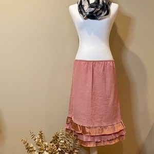 ANTHROPOLOGIE Fine corduroy/silk pink skirt Size M